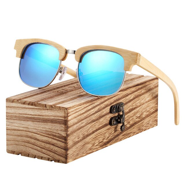 BARCUR Original Natural Bamboo Sunglasses with wooden case