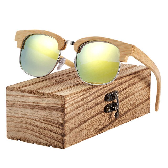 BARCUR Original Natural Bamboo Sunglasses with wooden case