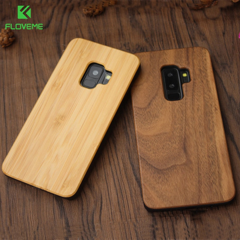 FLOVEME Case For Samsung Galaxy S8 S9 Plus Real Wooden Case For Samsung S9 S7 S6 Edge Cases Cover Wood Bamboo Phone Accessories