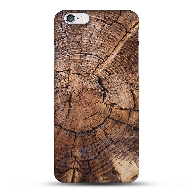 Original Natural Bamboo Wood Tree Growth Ring PC Hard Phone Case For Apple iPhone 7 7Plus 6 6s plus 5 5s SE Cover Fundas Coque