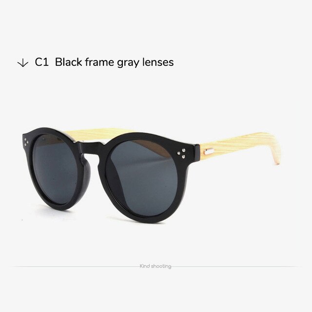 Toketorism bamboo sunglasses 2019 retro men's sunglasses round shades for women leopard frame 3204