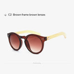 Toketorism bamboo sunglasses 2019 retro men's sunglasses round shades for women leopard frame 3204