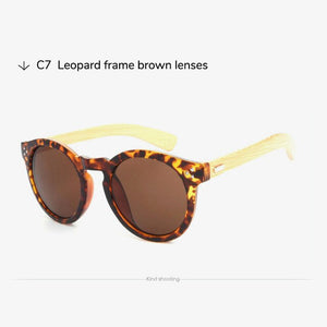 Toketorism bamboo sunglasses 2019 retro men's sunglasses round shades for women leopard frame 3204