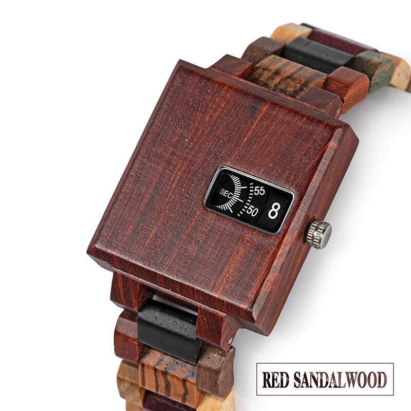 BOBO BIRD Wood Watch Men Bamboo Mens Wristwatch saat erkek Male Quartz Square Watches in Wood box Accept Customize