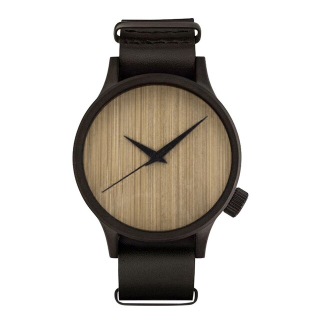 Fashion Style Wood Grain Leather Women Men Quartz Wrist Watch Unisex Dress Wristwatches Male and Female Bamboo Clock Creative