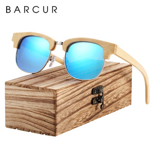 BARCUR Original Natural Bamboo Sunglasses with wooden case