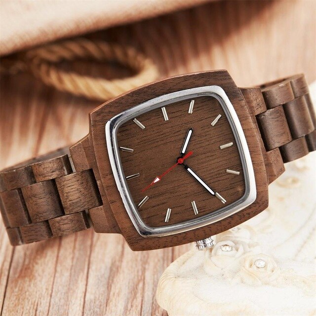 Fashion Colorful Rainbow Wood Watches Women Quartz Wristwatches Casual Wooden Color Leather Strap Female Watch Reloj Mujer