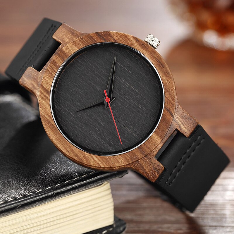 Quartz Watches Wood Mens Clock Unique Design Top Luxury Brand Wooden Bamboo Sport Wrist Watch Black Face Hodinky Man Women 2017