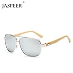 JASPEER Men Bamboo Leg Oval Sunglasses Women Blue Classic Mirror Lens Sun Glasses Driving Goggle Glasses UV400 Eyewear