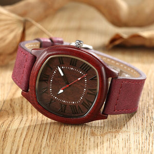6TYPE Nature Wood Watches Men Women Genuine Leather Wrist Watch Handmade Bamboo Quartz-Watch Unisex Men's Gift Relogio Masculino