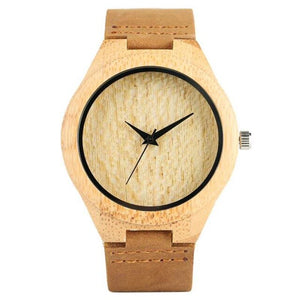 Creative Rectangle Dial Wood Watch Natural Handmade Light Bamboo Fashion Men Women Casual Quartz Wristwatch Genuine Leather Gift