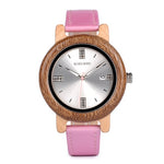 BOBO BIRD Brand Women Wood Watch 37mm Wooden PU Strap Wristwatches Female Timepieces Lady Quartz Watch relogio feminino
