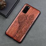 Carved Skull Elephant Wood Phone Case For Samsung Galaxy s20 s10 s10+ note 10 plus Samsung s20 ultra Silicon Wooden Case Cover