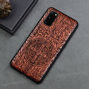 Carved Skull Elephant Wood Phone Case For Samsung Galaxy s20 s10 s10+ note 10 plus Samsung s20 ultra Silicon Wooden Case Cover