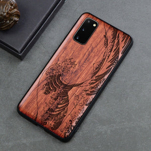 Carved Skull Elephant Wood Phone Case For Samsung Galaxy s20 s10 s10+ note 10 plus Samsung s20 ultra Silicon Wooden Case Cover