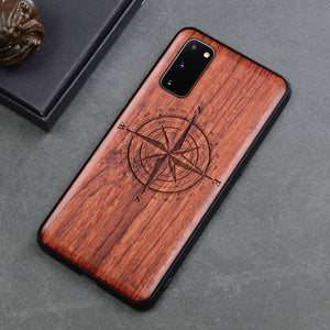Carved Skull Elephant Wood Phone Case For Samsung Galaxy s20 s10 s10+ note 10 plus Samsung s20 ultra Silicon Wooden Case Cover