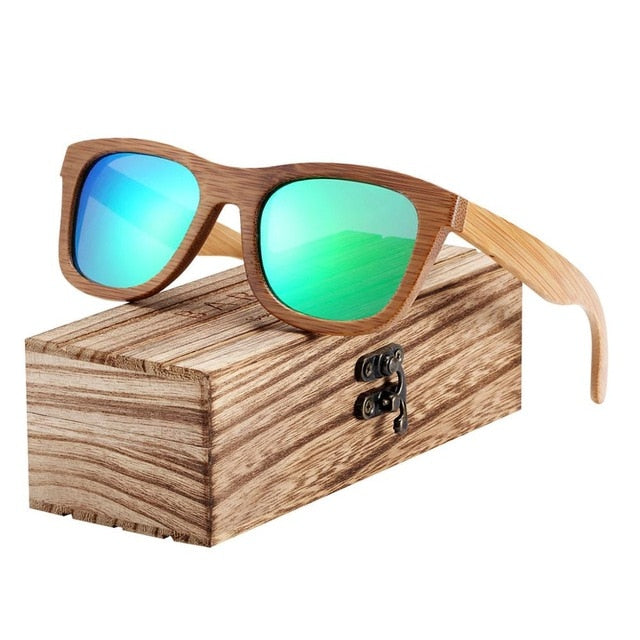 BARCUR Bamboo Sunglasses Men Retro Vintage Wood Sun Glasses Women Polarized Mirror Coating Lenses Eyewear