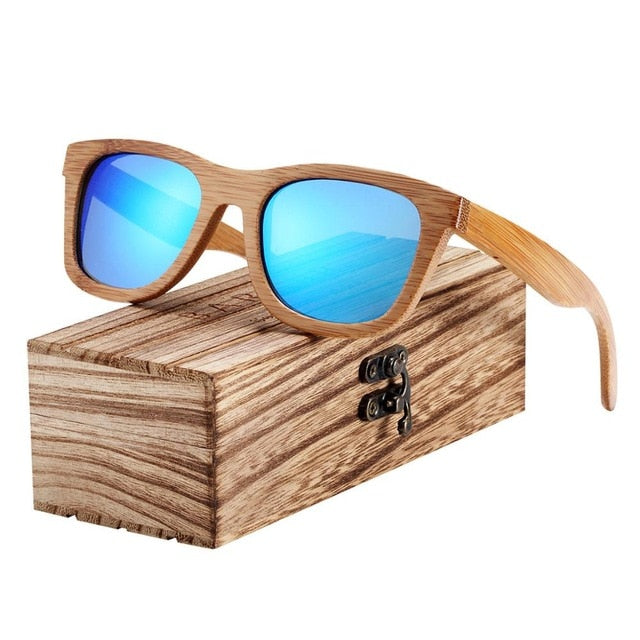 BARCUR Bamboo Sunglasses Men Retro Vintage Wood Sun Glasses Women Polarized Mirror Coating Lenses Eyewear