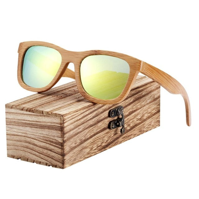 BARCUR Bamboo Sunglasses Men Retro Vintage Wood Sun Glasses Women Polarized Mirror Coating Lenses Eyewear