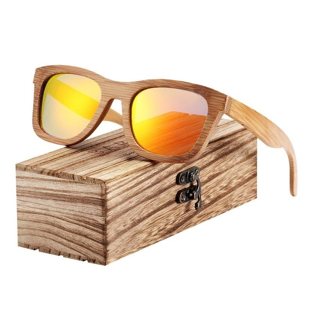 BARCUR Bamboo Sunglasses Men Retro Vintage Wood Sun Glasses Women Polarized Mirror Coating Lenses Eyewear