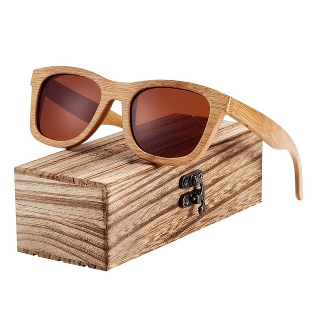 BARCUR Bamboo Sunglasses Men Retro Vintage Wood Sun Glasses Women Polarized Mirror Coating Lenses Eyewear