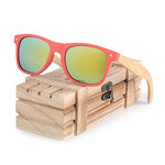 BOBO BIRD Brand Red Frame Sunglasses Woman Polarized Bamboo Holder Sun Glasses Beach Fashion Coated With Wood Box Oculos