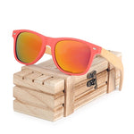 BOBO BIRD Brand Red Frame Sunglasses Woman Polarized Bamboo Holder Sun Glasses Beach Fashion Coated With Wood Box Oculos