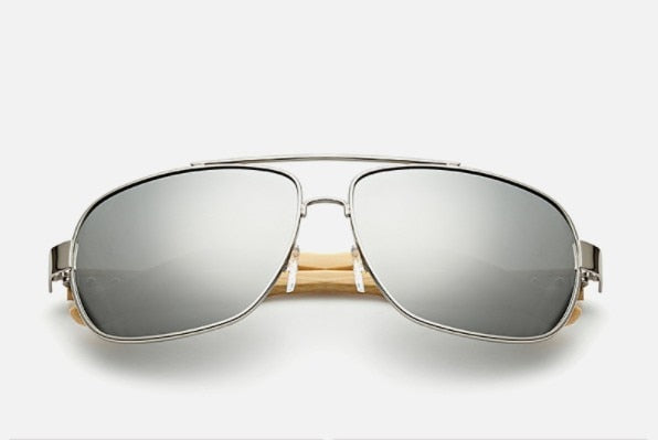JASPEER Men Bamboo Leg Oval Sunglasses Women Blue Classic Mirror Lens Sun Glasses Driving Goggle Glasses UV400 Eyewear