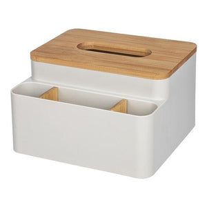 Nordic Simple Tissue Box Home Multi-function Storage Living Room Coffee Table Bamboo Wooden Napkins Plastic Holder Case Desktop