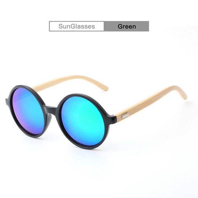 Q Fashion Bamboo Sunglasses Round Brand Designer Goggles Women Sunglasses Lentes Oculos De Sol Vintage Sun Glasses UV400