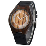 REDFIRE Eco-friendly Bamboo Watch for Men Creative Design Round Dial Men's Watches Black/Brown Genuine Leather Mens Wrist Watch