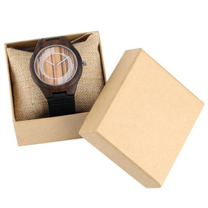 REDFIRE Eco-friendly Bamboo Watch for Men Creative Design Round Dial Men's Watches Black/Brown Genuine Leather Mens Wrist Watch