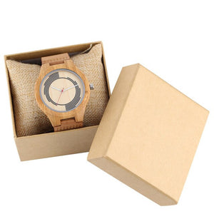 REDFIRE Eco-friendly Bamboo Watch for Men Creative Design Round Dial Men's Watches Black/Brown Genuine Leather Mens Wrist Watch