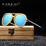 EZREAL Brand Vintage Bamboo And Wood Sunglasses Male Female Brand Designer Bamboo Frame With Metal Sunglasses