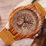 Creative Tree of Life Imitation Bamboo Wood Watch Men Women Couple Quartz Wooden Clock Leather Wristwatch Male Reloj montre uhr
