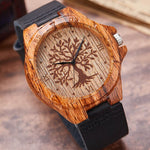 Creative Tree of Life Imitation Bamboo Wood Watch Men Women Couple Quartz Wooden Clock Leather Wristwatch Male Reloj montre uhr