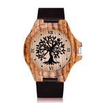Creative Tree of Life Imitation Bamboo Wood Watch Men Women Couple Quartz Wooden Clock Leather Wristwatch Male Reloj montre uhr