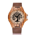 Creative Tree of Life Imitation Bamboo Wood Watch Men Women Couple Quartz Wooden Clock Leather Wristwatch Male Reloj montre uhr