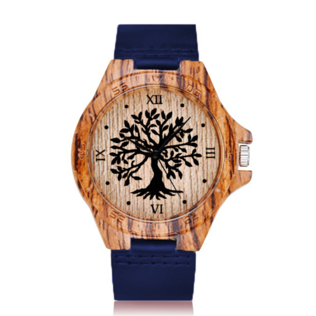 Creative Tree of Life Imitation Bamboo Wood Watch Men Women Couple Quartz Wooden Clock Leather Wristwatch Male Reloj montre uhr