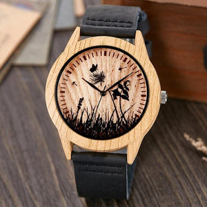 Creative Tree of Life Imitation Bamboo Wood Watch Men Women Couple Quartz Wooden Clock Leather Wristwatch Male Reloj montre uhr