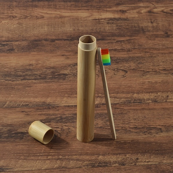 Eco Friendly Bamboo case With Toothbrush Colorful Soft Bristles Biodegradable Teeth Brush Bamboo Toothbrushes Oral Care Tooth