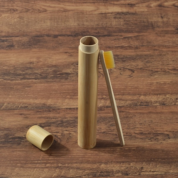 Eco Friendly Bamboo case With Toothbrush Colorful Soft Bristles Biodegradable Teeth Brush Bamboo Toothbrushes Oral Care Tooth