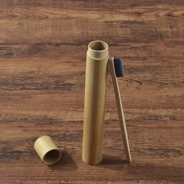 Eco Friendly Bamboo case With Toothbrush Colorful Soft Bristles Biodegradable Teeth Brush Bamboo Toothbrushes Oral Care Tooth