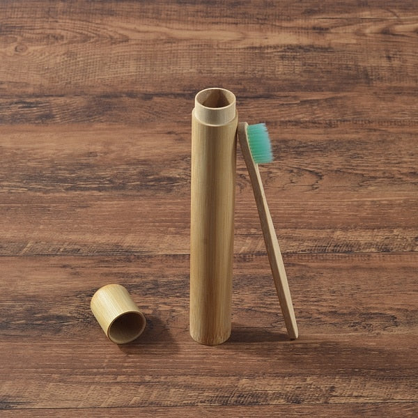 Eco Friendly Bamboo case With Toothbrush Colorful Soft Bristles Biodegradable Teeth Brush Bamboo Toothbrushes Oral Care Tooth
