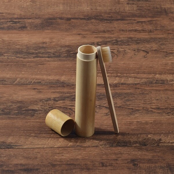Eco Friendly Bamboo case With Toothbrush Colorful Soft Bristles Biodegradable Teeth Brush Bamboo Toothbrushes Oral Care Tooth