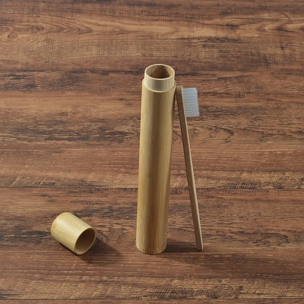 Eco Friendly Bamboo case With Toothbrush Colorful Soft Bristles Biodegradable Teeth Brush Bamboo Toothbrushes Oral Care Tooth