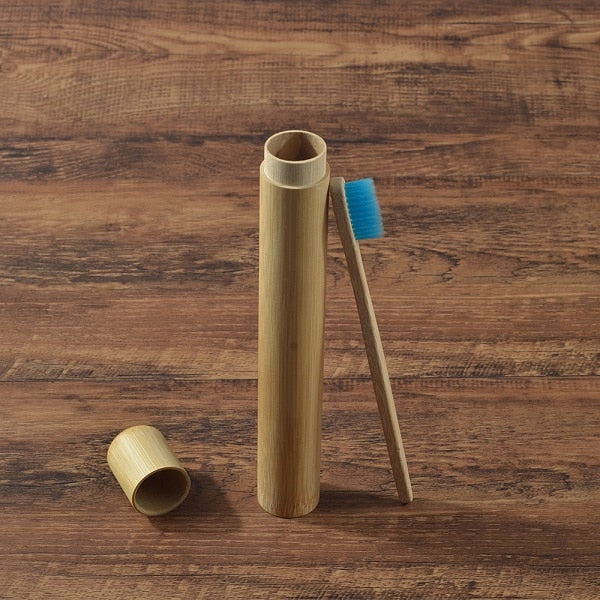 Eco Friendly Bamboo case With Toothbrush Colorful Soft Bristles Biodegradable Teeth Brush Bamboo Toothbrushes Oral Care Tooth