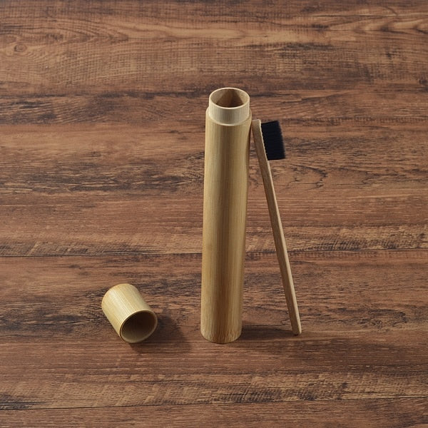 Eco Friendly Bamboo case With Toothbrush Colorful Soft Bristles Biodegradable Teeth Brush Bamboo Toothbrushes Oral Care Tooth