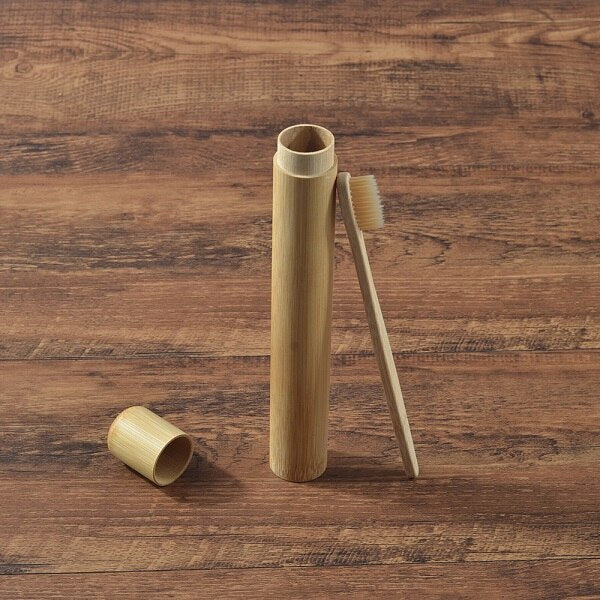 Eco Friendly Bamboo case With Toothbrush Colorful Soft Bristles Biodegradable Teeth Brush Bamboo Toothbrushes Oral Care Tooth