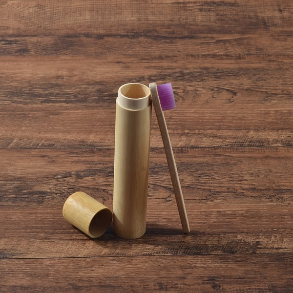 Eco Friendly Bamboo case With Toothbrush Colorful Soft Bristles Biodegradable Teeth Brush Bamboo Toothbrushes Oral Care Tooth